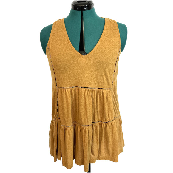 Anthropologie V Neck Loose Fit Tank Top Burnt Orange Sienna Size Medium Boho - Picture 1 of 8